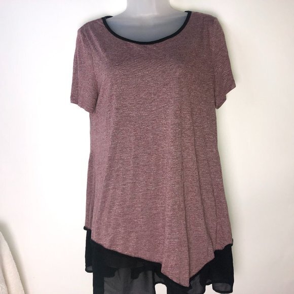 Amazon Messic Red & Black Blouse Woman's Large - Picture 1 of 11